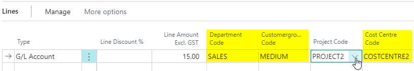 Purchase Invoice Dimensions Purchase Invoice Dimensions